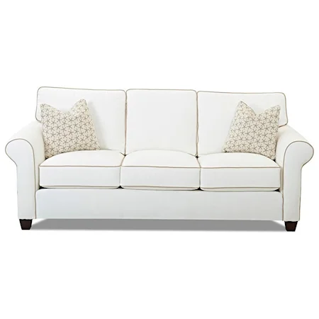Transitional 90 Inch Sofa with Contrast Welts and Down Blend Cushions